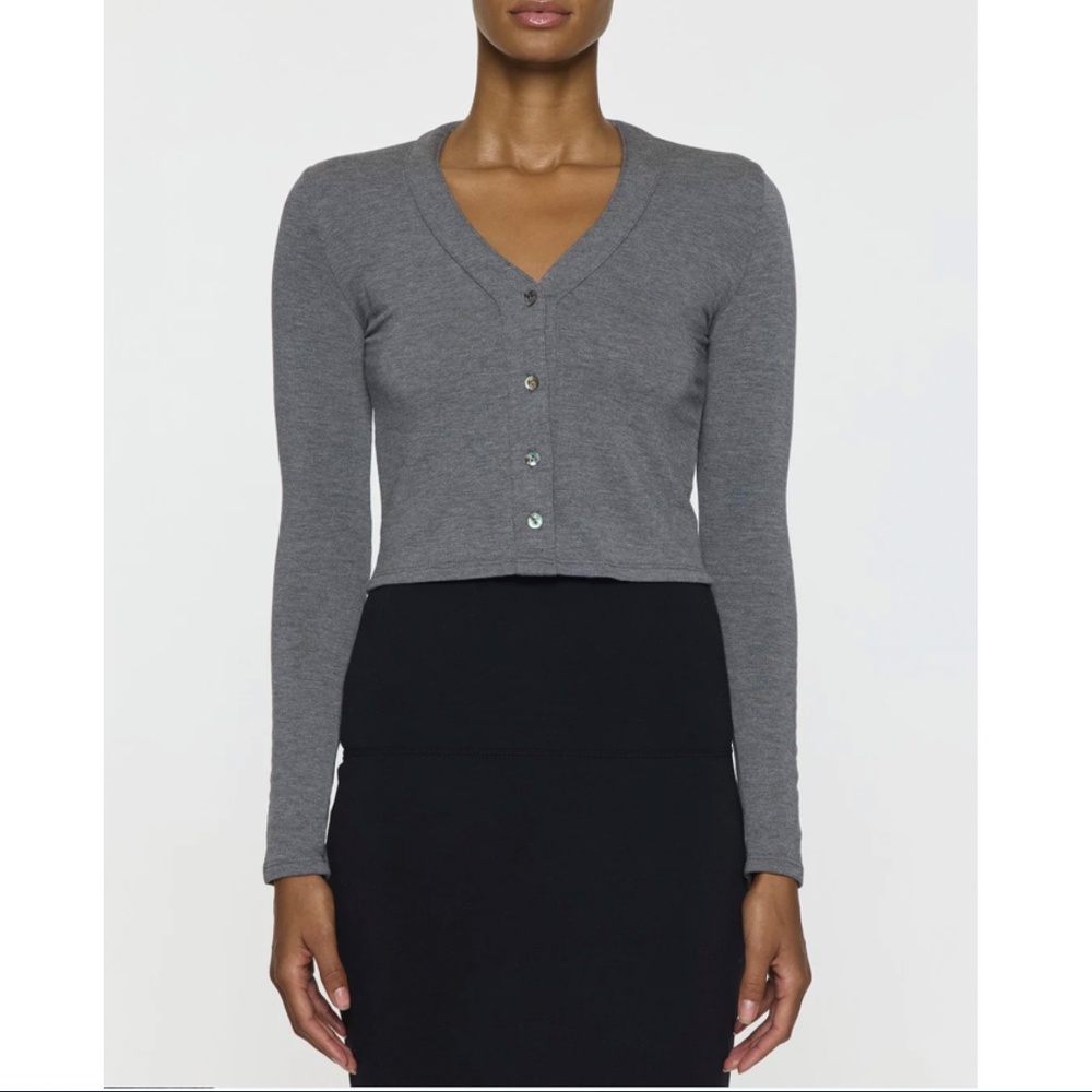 BLEUSALT The Shorty Cardigan in Dark Gray - 2/M